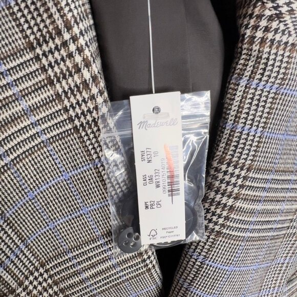 Madewell $238 The Kline Blazer Cooper Plaid Size 10 NS377 - Picture 11 of 14